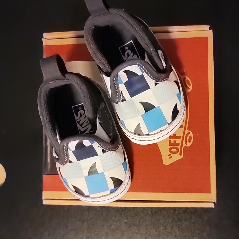 Infant Size 1 Glow Checkerboard Sharks Vans NIB